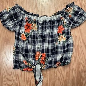 Over the shoulder shirt with flowers
